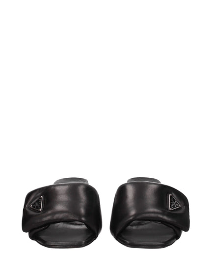 Prada Black Leather Platform Sandals
