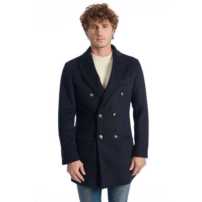 Roberto Pepe Luxury Blue Wool Men Jacket