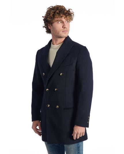 Roberto Pepe Luxury Blue Wool Men Jacket