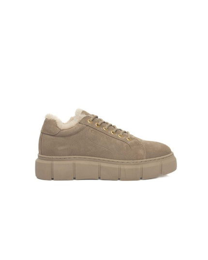 Cerruti 1881 Beige Calfskin Women Platform Sneaker