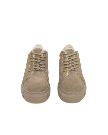 Cerruti 1881 Beige Calfskin Women Platform Sneaker