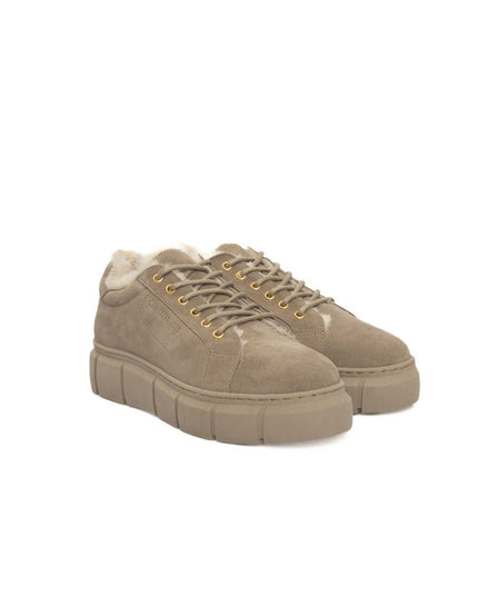 Cerruti 1881 Beige Calfskin Women Platform Sneaker