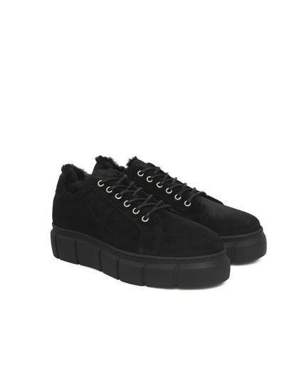 Cerruti 1881 Black Calfskin Women Platform Sneaker