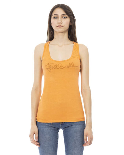Just Cavalli Orange Viscose Tank Top