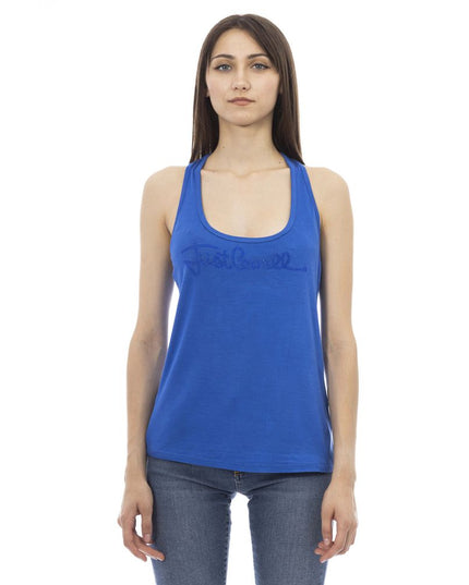Just Cavalli Blue Viscose Tank Top