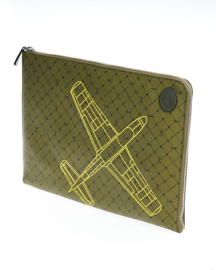 Trussardi Green Leather Men Clutch