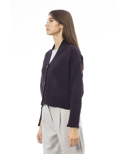 Alpha Studio Purple Merino Wool Women Cardigan