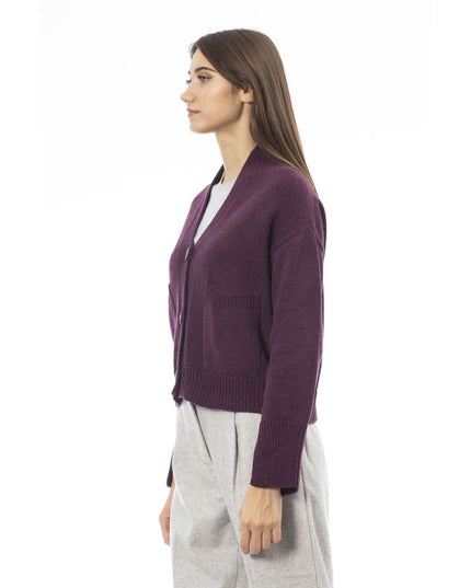 Alpha Studio Burgundy Merino Wool Women Cardigan