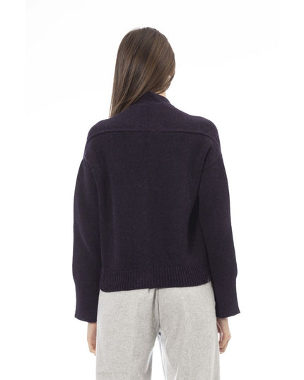 Alpha Studio Purple Merino Wool Women Cardigan
