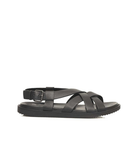 Cerruti 1881 Black Leather Men Sandal