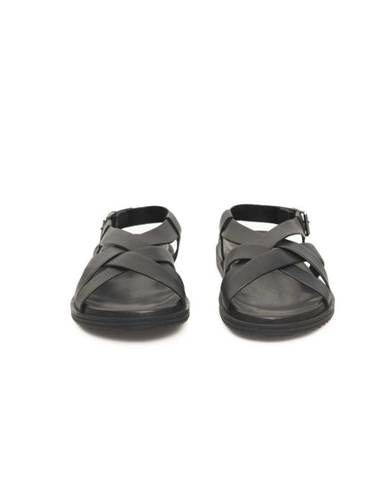 Cerruti 1881 Black Leather Men Sandal