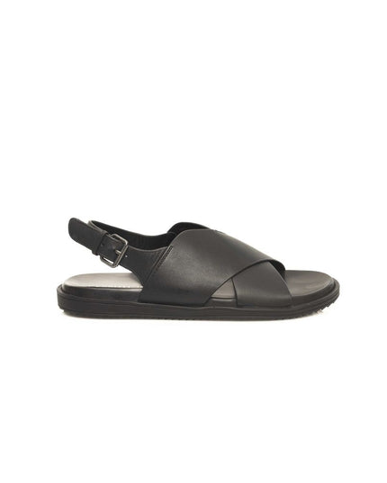 Cerruti 1881 Black Leather Men Sandal