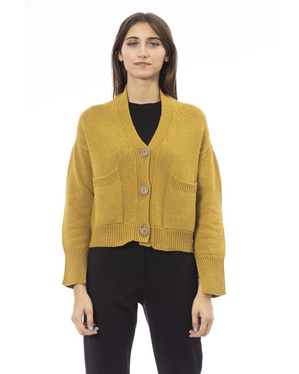 Alpha Studio Yellow Merino Wool Women Cardigan
