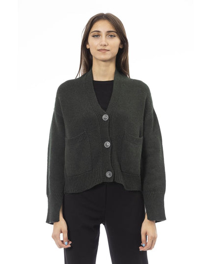 Alpha Studio Gray Merino Wool Women Cardigan