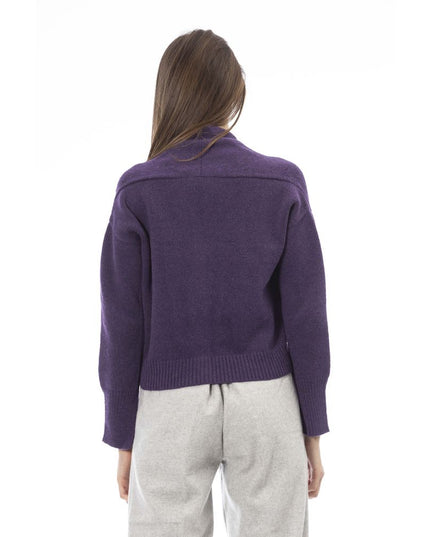 Alpha Studio Purple Merino Wool Women Cardigan