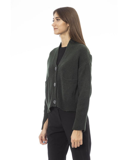 Alpha Studio Gray Merino Wool Women Cardigan