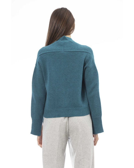 Alpha Studio Teal Merino Wool Women Cardigan