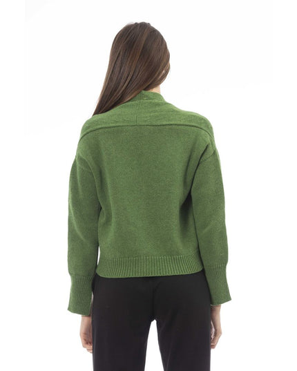 Alpha Studio Green Merino Wool Women Cardigan