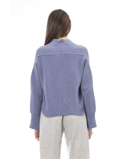 Alpha Studio Light Blue Merino Wool Women Cardigan