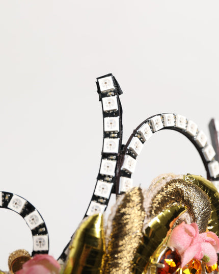 Dolce & Gabbana Gold Brass Crystal Embellished Headpiece Crown Diadem Tiara