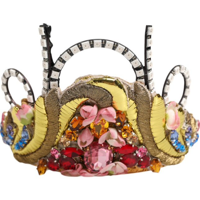 Dolce & Gabbana Gold Brass Crystal Embellished Headpiece Crown Diadem Tiara