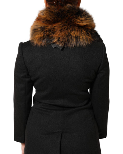 Dolce & Gabbana Brown Red Fox Fur Neck Cashmere Warmer Scarf