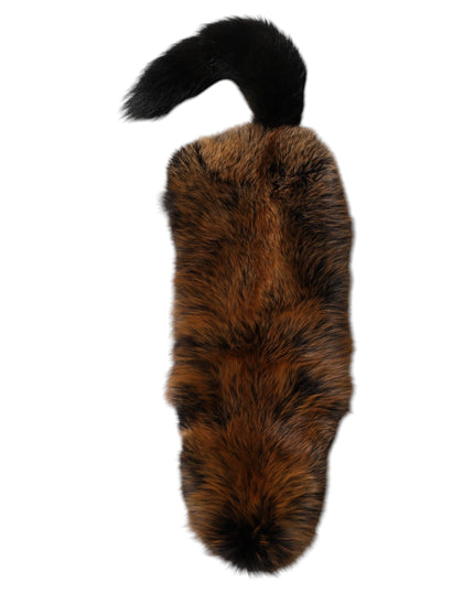 Dolce & Gabbana Brown Red Fox Fur Neck Cashmere Warmer Scarf