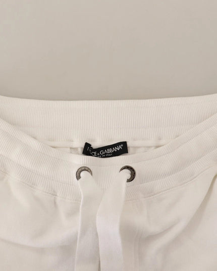Dolce & Gabbana White Cotton Logo Patch Sweatpants Jogging Pants