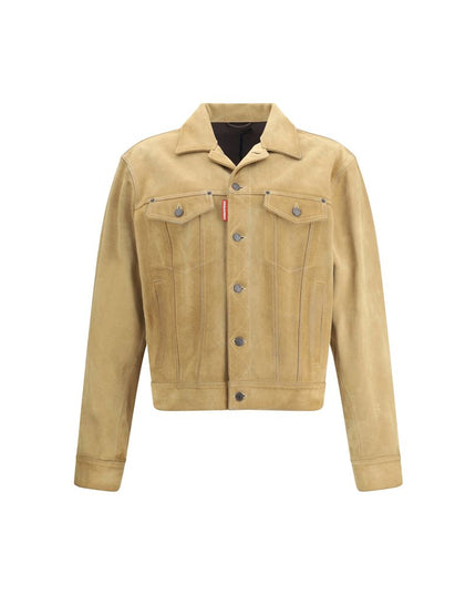 Dsquared² Beige Leather Denim Jacket