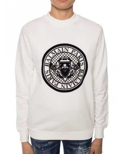 Balmain White Cotton Sweatshirt