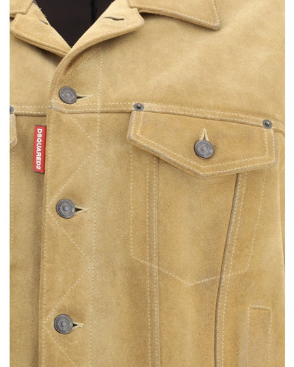 Dsquared² Beige Leather Denim Jacket