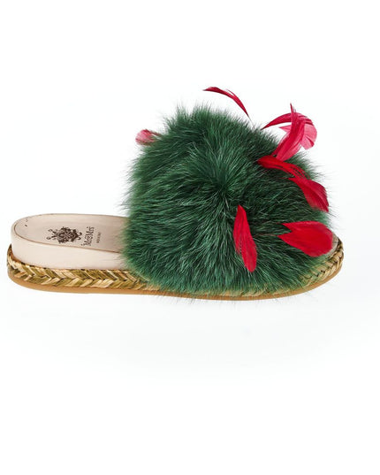 Mr&Mrs Italy Green Lamb Leather Women Sandal