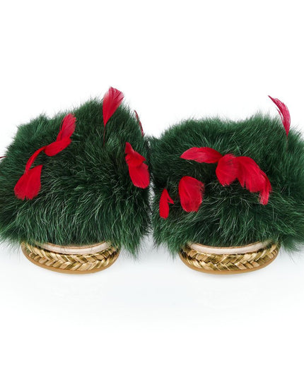 Mr&Mrs Italy Green Lamb Leather Women Sandal