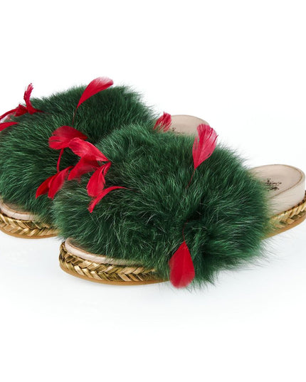 Mr&Mrs Italy Green Lamb Leather Women Sandal