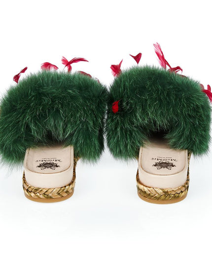 Mr&Mrs Italy Green Lamb Leather Women Sandal