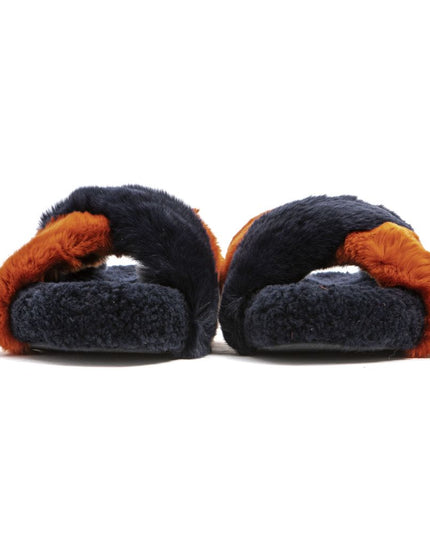 Mr&Mrs Italy Blue Rabbit Fur Women Sandal