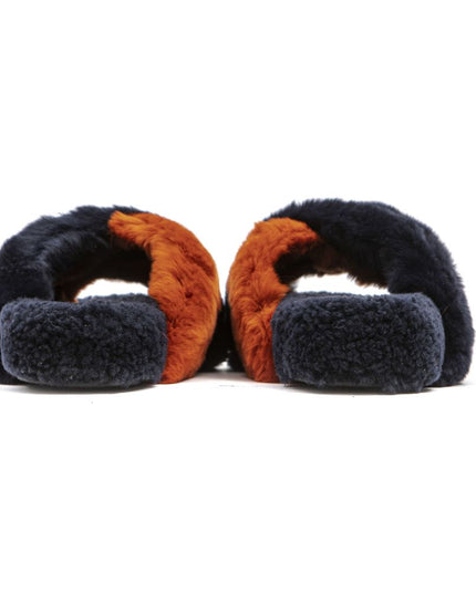 Mr&Mrs Italy Blue Rabbit Fur Women Sandal