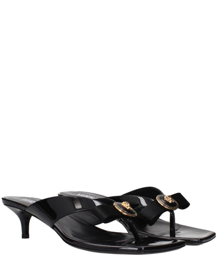 Versace Black Leather Stiletto Heel Sandals