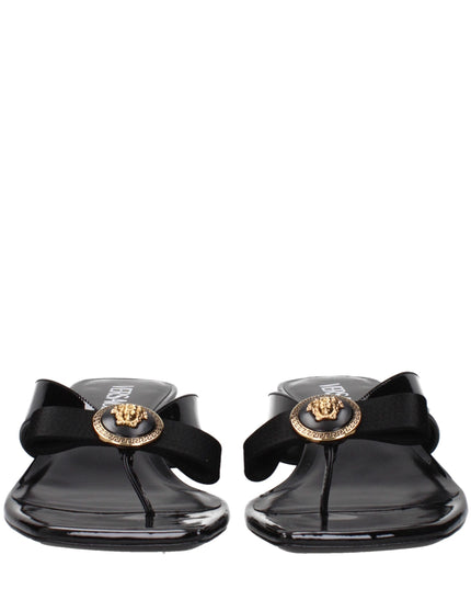 Versace Black Leather Stiletto Heel Sandals