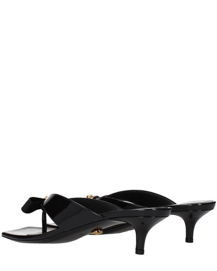 Versace Black Leather Stiletto Heel Sandals