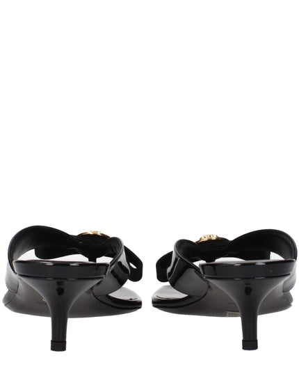 Versace Black Leather Stiletto Heel Sandals