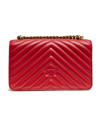 PINKO Red Leather Love One Mini Shoulder Bag