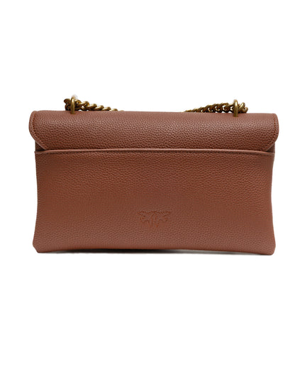 PINKO Brown Leather Love Boucle Riga Shoulder Bag