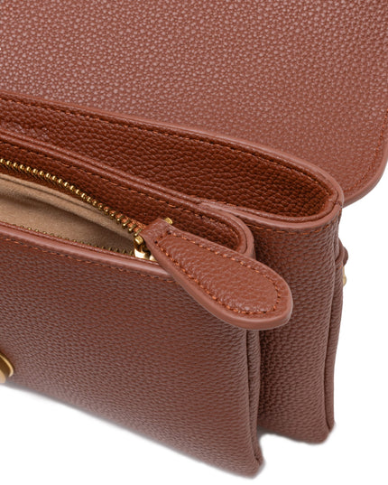 PINKO Brown Leather Love Boucle Riga Shoulder Bag