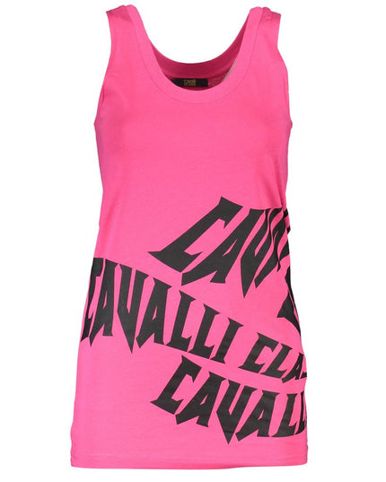 Cavalli Class Pink Cotton Tank Top