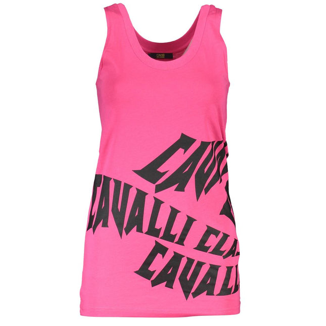 Cavalli Class Pink Cotton Tank Top