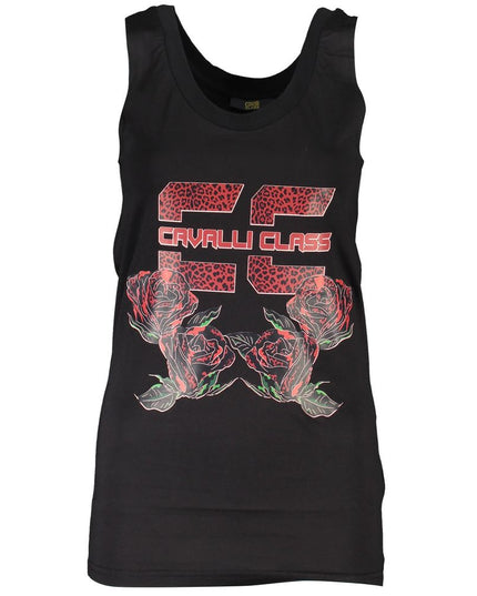 Cavalli Class Black Cotton Tank Top