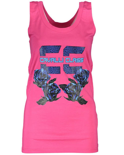 Cavalli Class Pink Cotton Tank Top