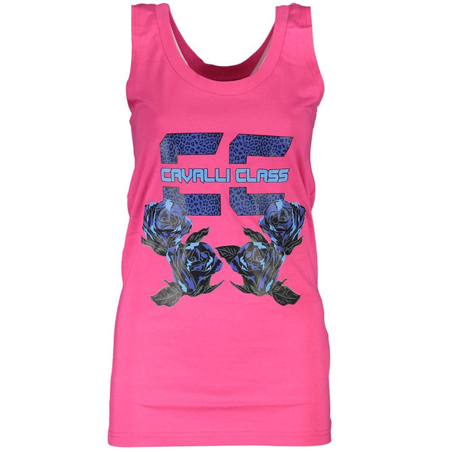 Cavalli Class Pink Cotton Tank Top