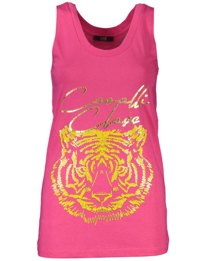 Cavalli Class Pink Cotton Tank Top